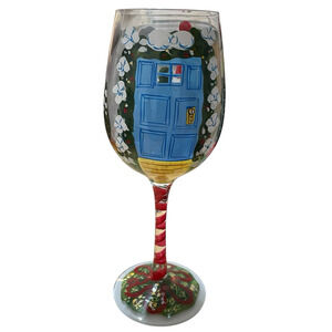 Lolita The Wine Collection Home for the Holidays Wine Glass 9" No Tag Box 15 OZ